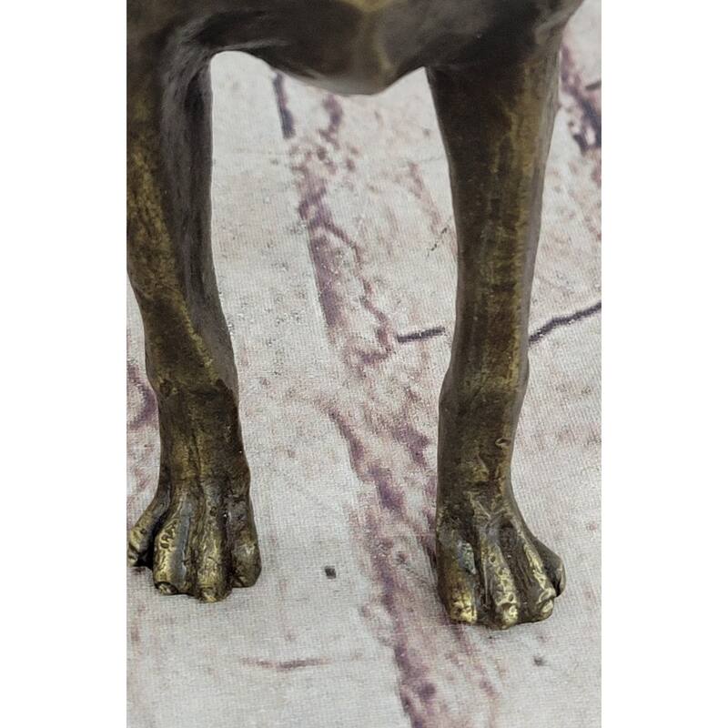 Boxer Imitative Dog Bronze Metal Statue Sculpture Collectible Decor Signed Art 8 Inches X 9 Inches