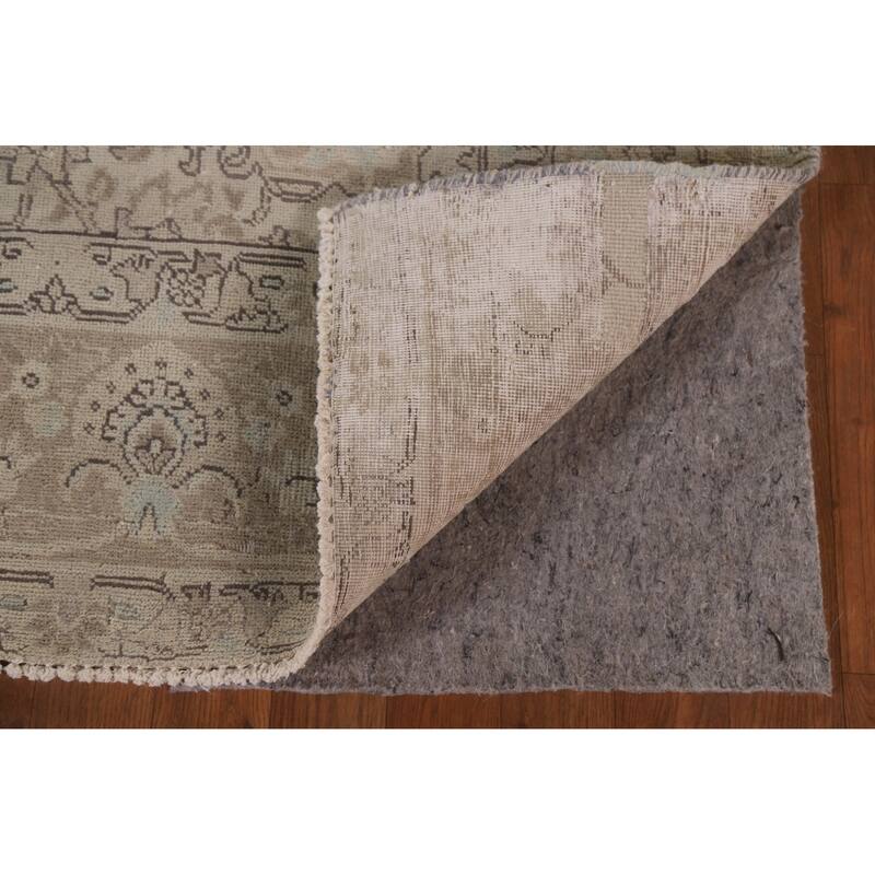 Hand Knotted Oriental 100% Wool Carpet Traditional Medallion Beige & Ivories Tabriz Area Rug - 9' 9'' X 6' 5''