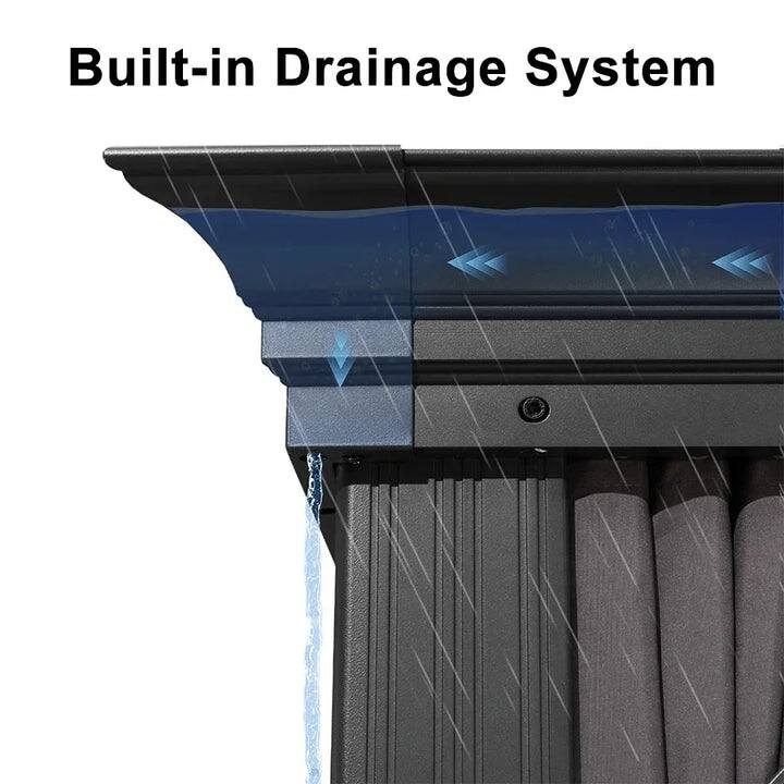 PURPLE LEAF Outdoor Galvanized Steel Hardtop Gazebo, Aluminum Frame Gazebo With Curtains