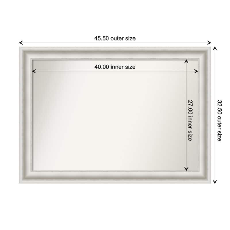 Parlor White Framed Non-Beveled Custom Wall Mirror, Bathroom Vanity Mirror - Outer Size: 45.5 x 32.5
