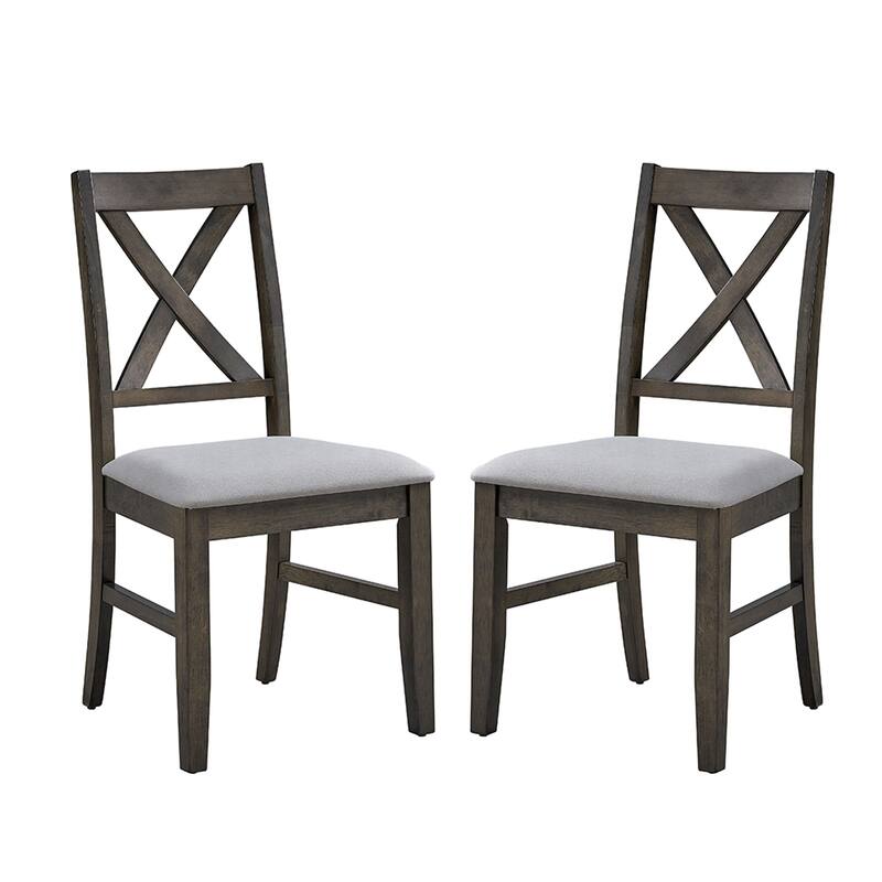Set of 2 Dining Side Chairs with Padded Seat in Gray - Gray - Set of 2
