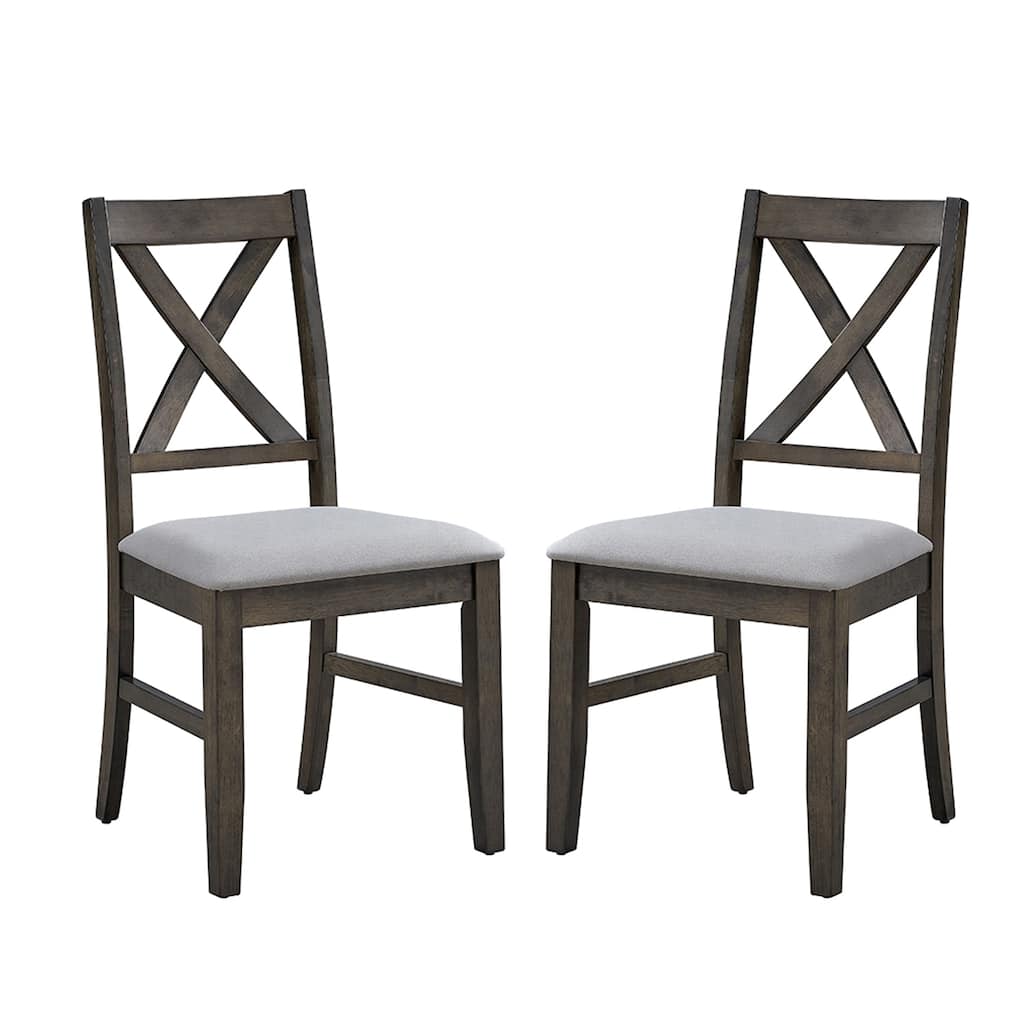 Set of 2 Dining Side Chairs with Padded Seat in Gray