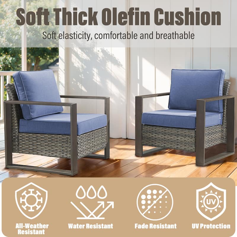 Gymojoy Patio Chairs Set of 2, All Weather Rattan Chair - Grey