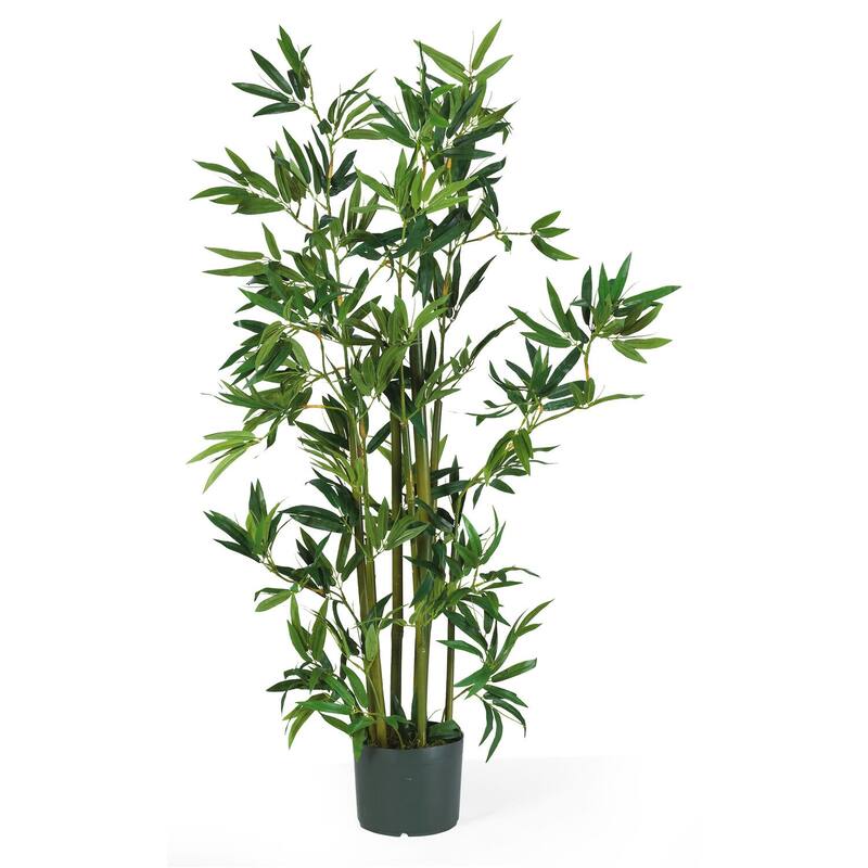 4Ft Silk Bamboo Plant - 9 Stalks, 540 Leaves - Tropical Indoor Decor Tree - 4ft.