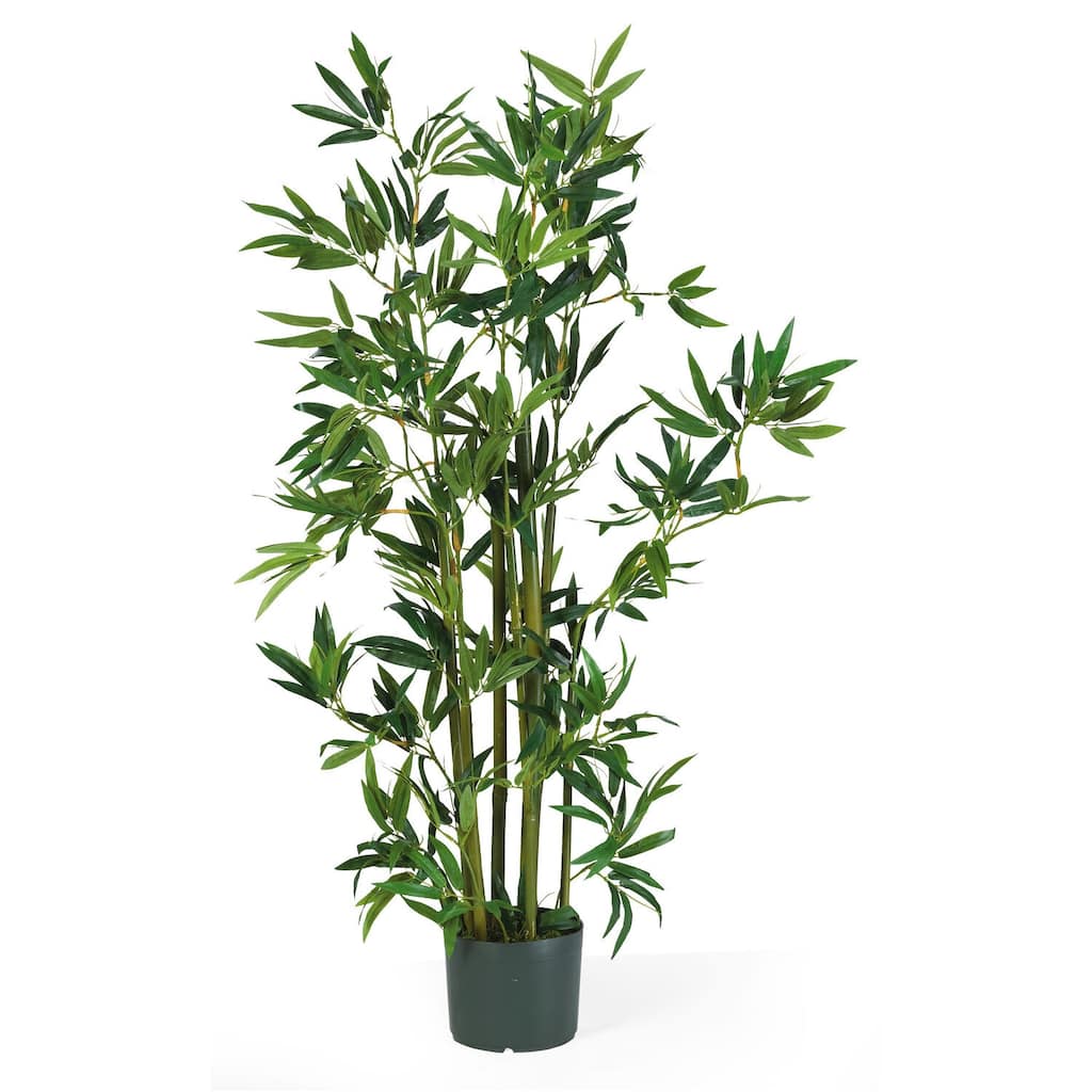 4Ft Silk Bamboo Plant - 9 Stalks, 540 Leaves - Tropical Indoor Decor Tree - 4ft.