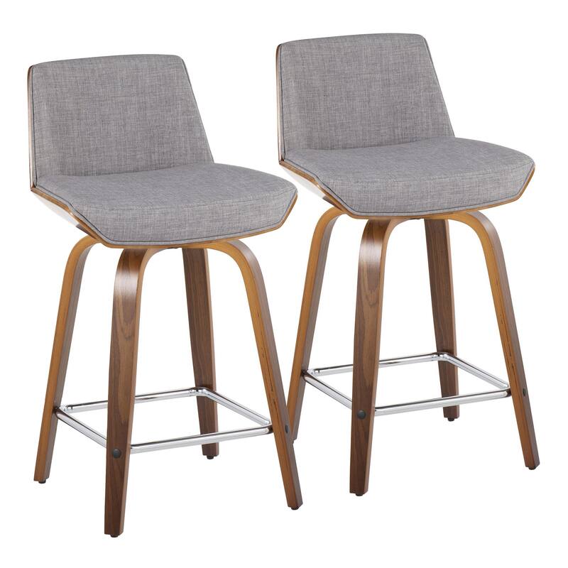 Carson Carrington Clemens 24" Fixed-Height Counter Stool with Bent Wood Legs & Square Footrest (Set of 2)