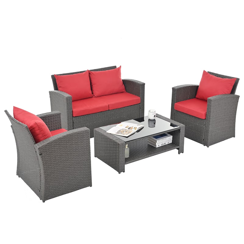 Dark Grey Patio Furniture Set (4 PCS)