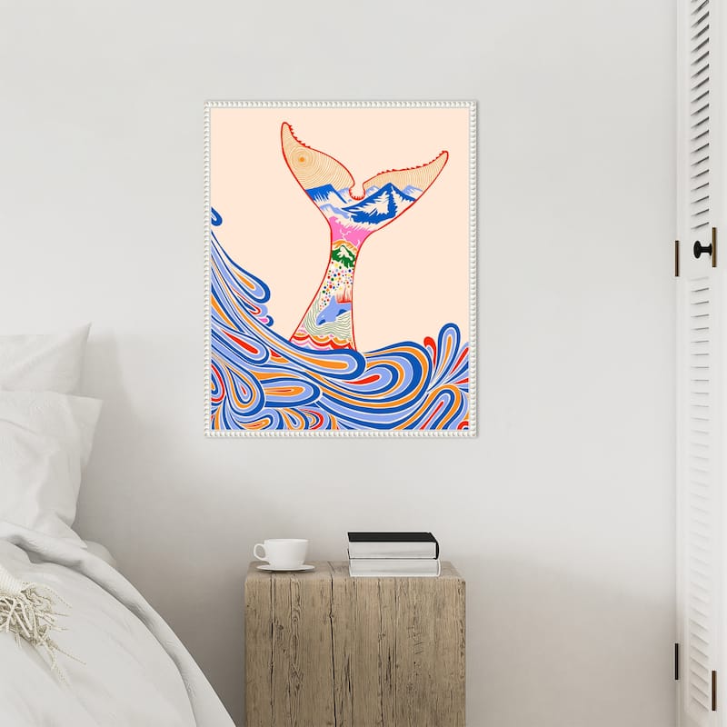 Feeling Blue Whale Tail by Kintsugi99 Framed Canvas Wall Art