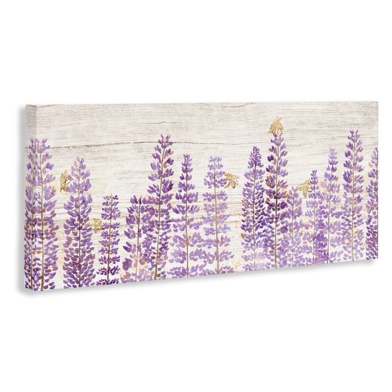 Stupell Rustic Purple Lilac Florals and Honey Bees Canvas Wall Art - Multi-Color