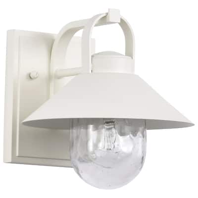 Ridge Small Outdoor Lantern White Finish Clear Seeded Glass