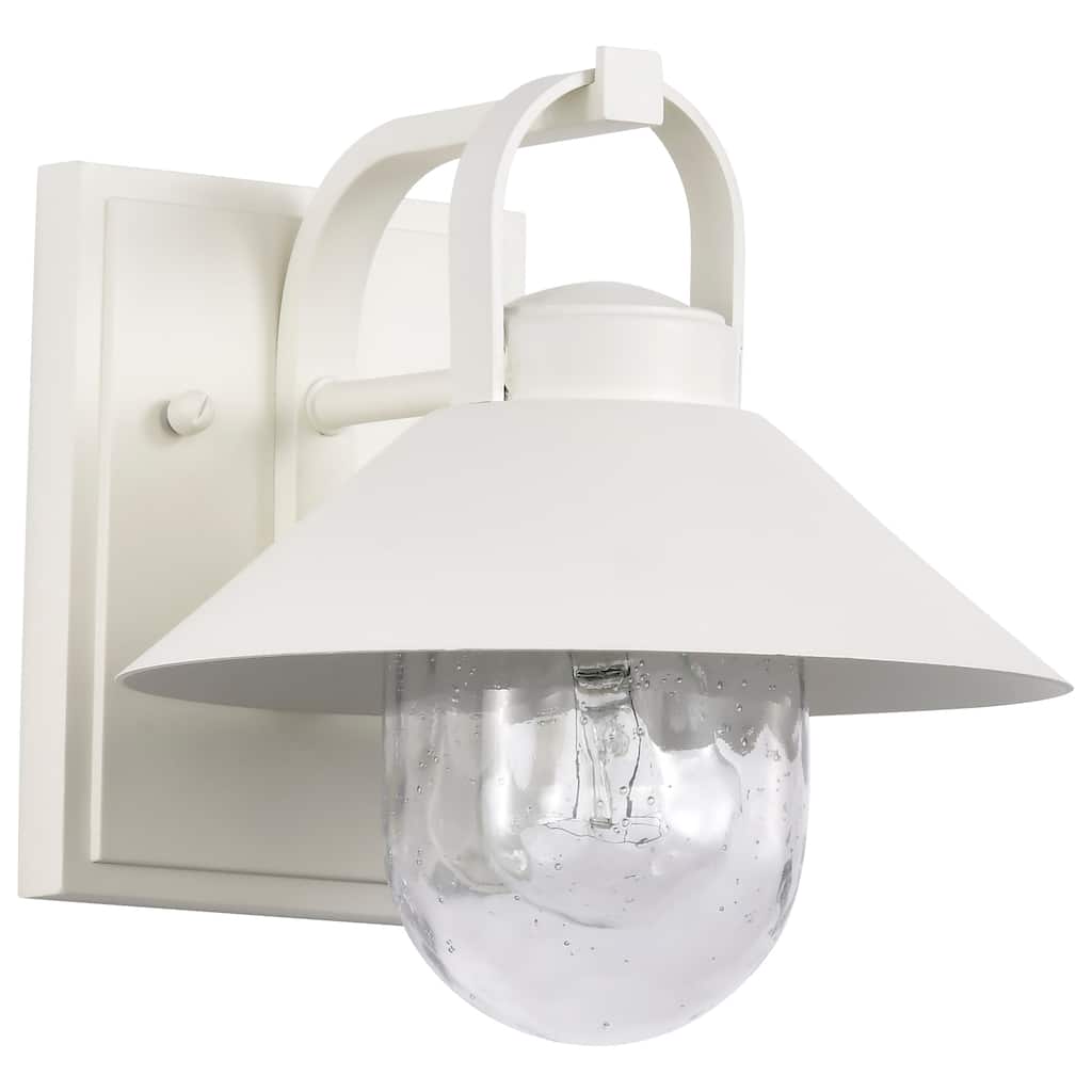 Ridge Small Outdoor Lantern White Finish Clear Seeded Glass