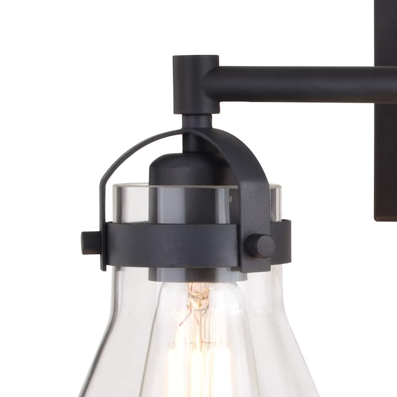 Mason Farmhouse Black Bathroom Vanity Light Fixture Clear Glass