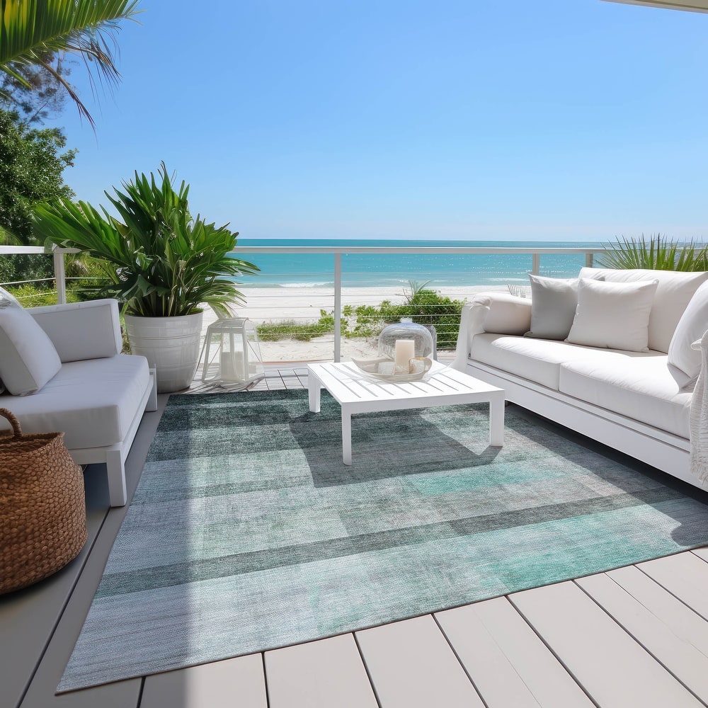 Machine Washable Indoor/ Outdoor Modern Abstract Chantille Rug