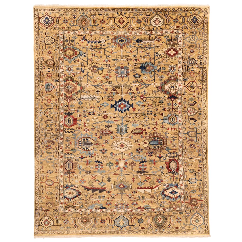 ECARPETGALLERY Hand-knotted Jules Sultane Khaki Wool Rug - 7'8 x 9'10