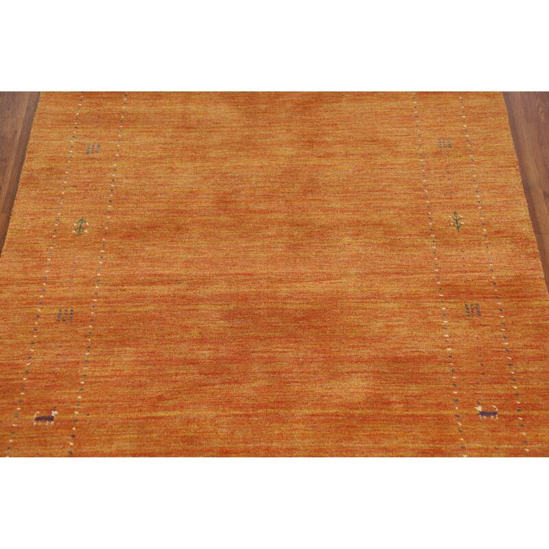 Hand Knotted Oriental 100% Wool Carpet Tribal Tribal Oranges & Rust Gabbeh Area Rug - 7' 8'' X 4' 11''