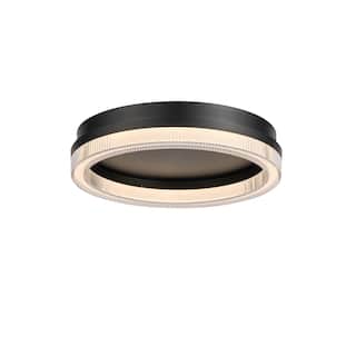 Artcraft Ari - Integrated LED Flush Mount - Black Finish - Ribbed Clear Diffuser Shade