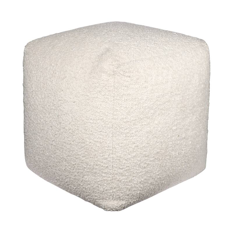 Sevita Solid Mid-Century Hand-Woven Square Pouf - Ivory