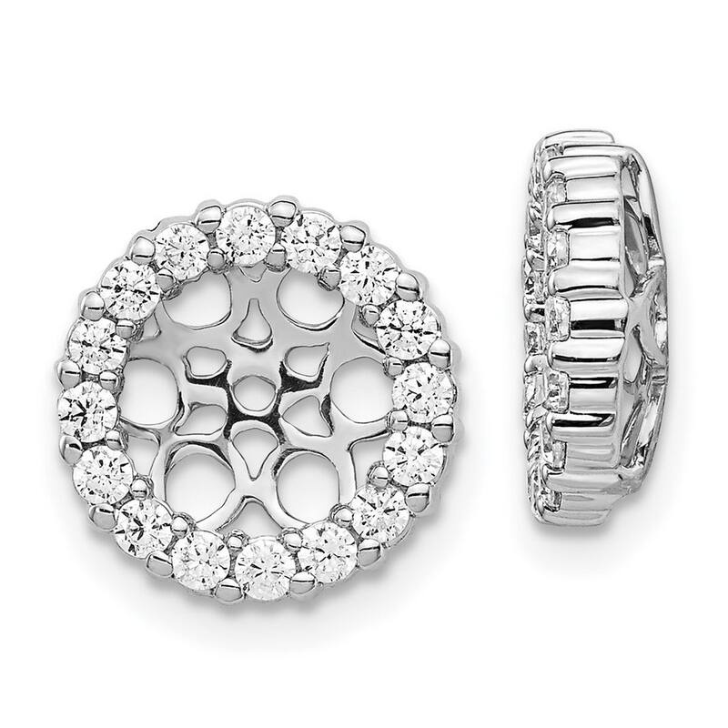 Curata 14k White Gold Diamond Earrings Jackets - 12x12mm Wide