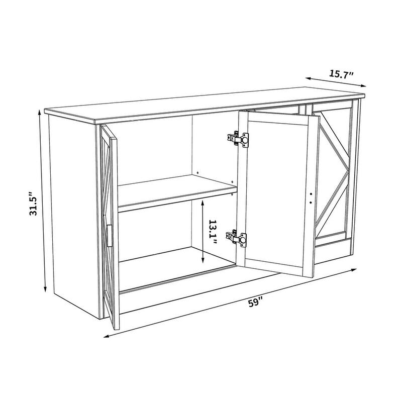 4 Doors Modern Storage Cabinet with Line Design