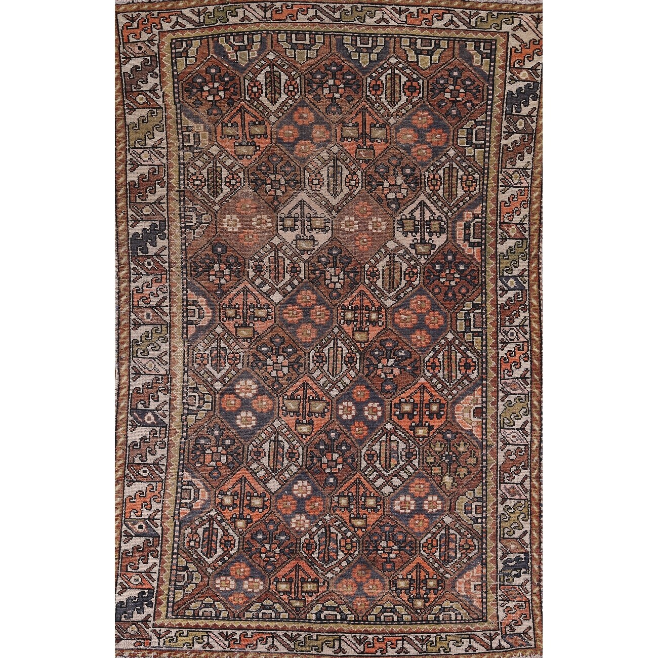 Garden Design Bakhtiari Vintage Persian Rug Hand-Knotted Wool Carpet - 6'2" x 9'6"