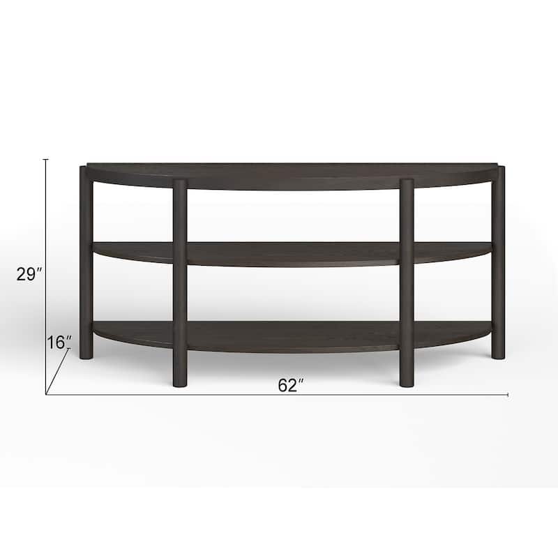Magnussen Home Hadleigh Black Coffee Bean Demilune Sofa Table - 61.75''W x 16''D x 29''H