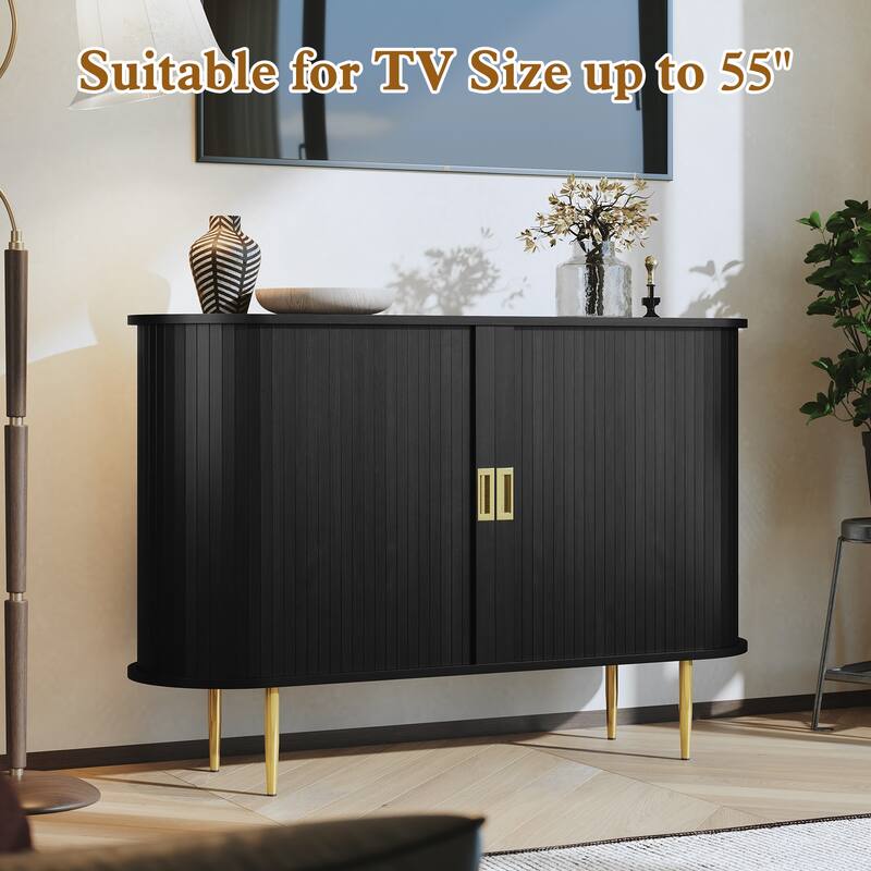 47.2'' Wood Tambour Door Sideboard Storage Cabinet