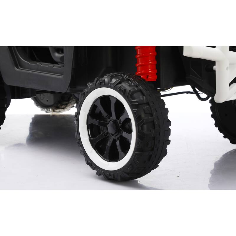 24V 2 Seater Ride on Dump Truck, 4WD 6-Wheel Ride on Toys with Remote Control, Ride on UTV Car with Electric Dump Bed