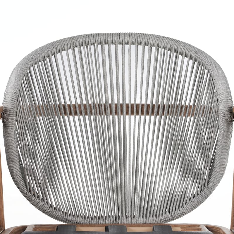 Set of 2 Outdoor Rope Club Chair, Teak Finished