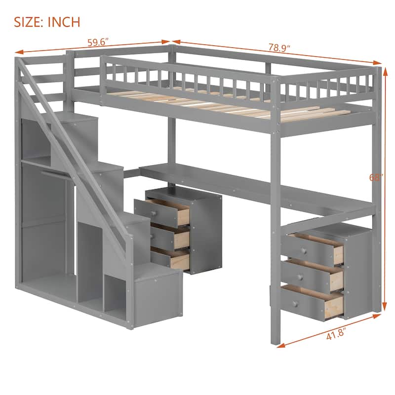 Multi-Functional Loft Bed with Storage Space by Harper&Bright Designs
