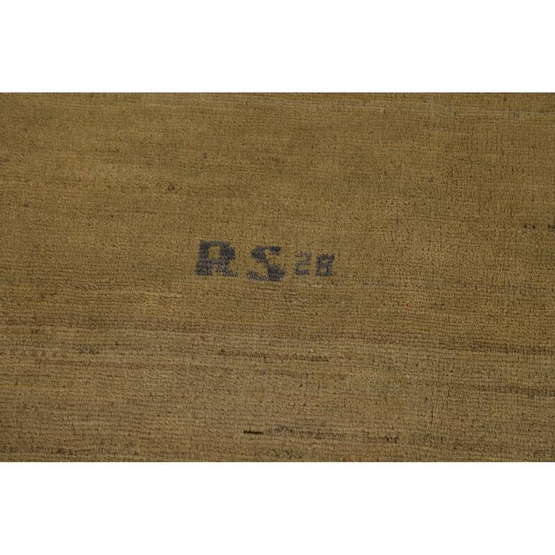 Contemporary Gabbeh Oriental Area Rug Handmade Green Wool Carpet - 6'5" x 9'7"