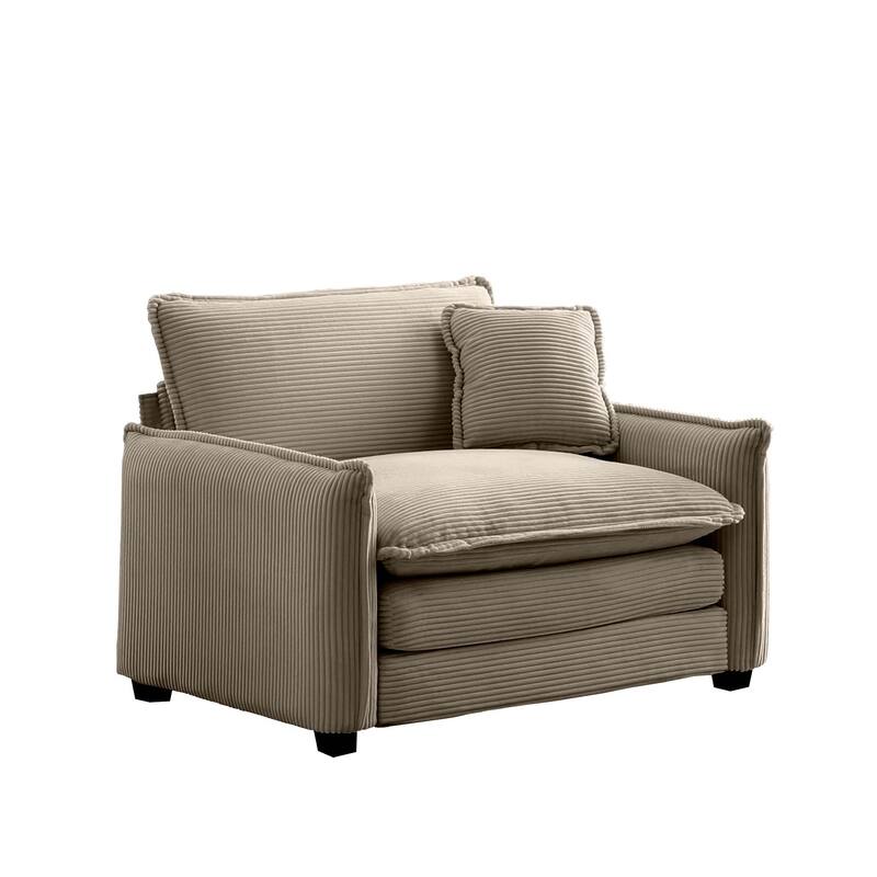 Living Room Accent Chair, Modern Corduroy Upholstered Leisure Armchair Pure Color Sofa Chair with Pillows and Removable Armrests
