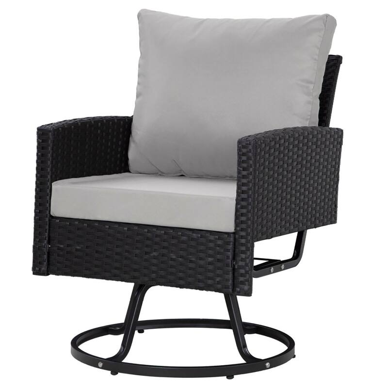 6-Piece Wicker Patio Conversation Set with Swivel Chairs