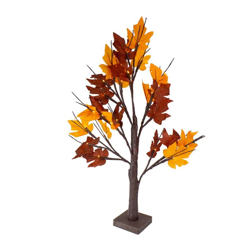 2' Pre-Lit LED Brown Maple Artificial Christmas Tree- Clear Lights