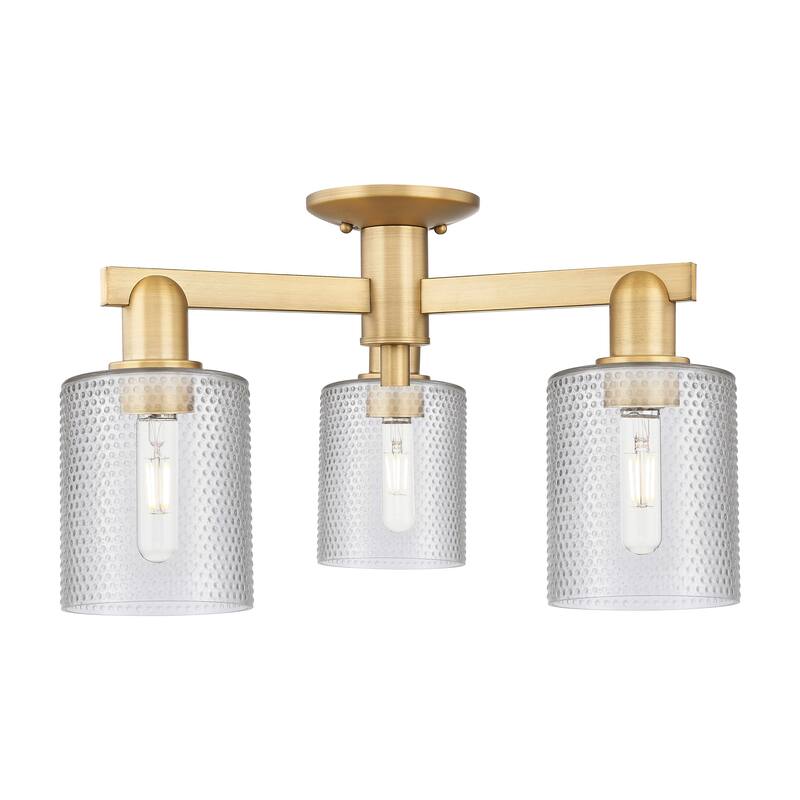 Innovations Lighting Endless Possibilities Arcadia - Cobbleskill - 3 Light 23" Semi-Flush Mount - Clear/Brushed Brass