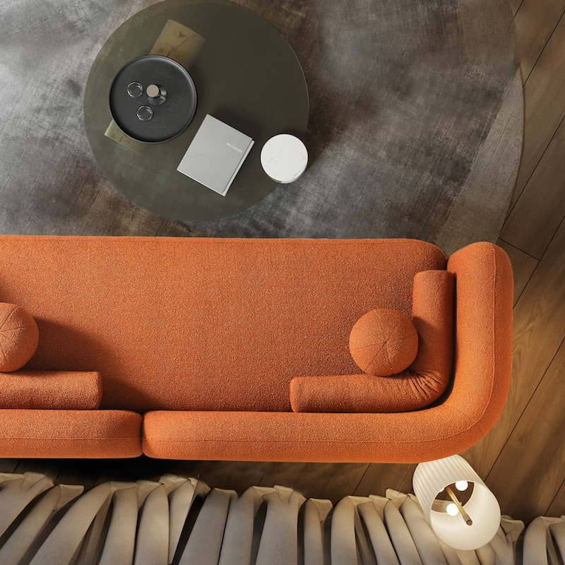 Milet Luxury Modern Boucle Fabric Curved Arm Sofa