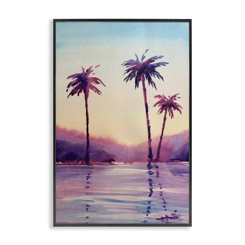 Stupell Purple Hued Palm Trees Framed Giclee Art Design By Stephanie Fielden - 12 x 18 - Black
