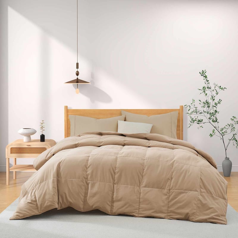 Lightweight White Feather Down Fluffy Comforter Duvet Insert - California King - Ginger Root