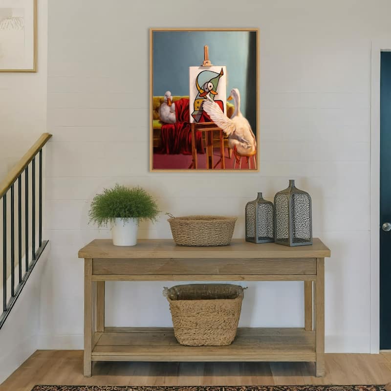 Duckcasso by Lucia Heffernan Framed Canvas Wall Art Print - Sylvie Natural