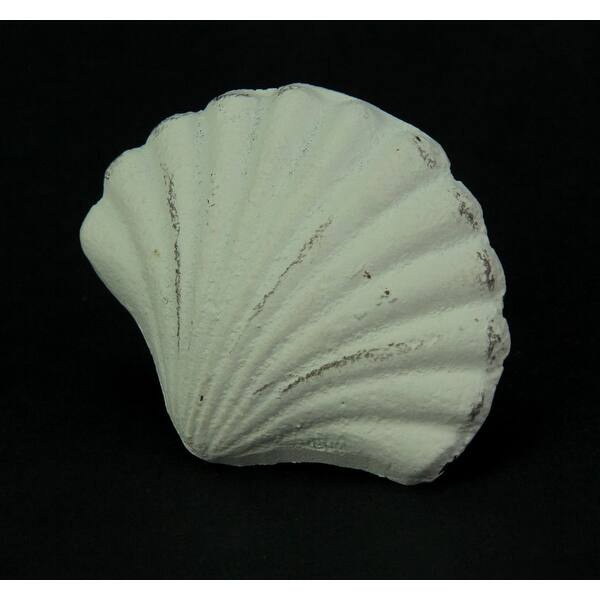 Shop Set Of 12 Distressed Finish Coastal White Cast Iron Scallop