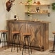 preview thumbnail 1 of 6, 2-Tier Bar Table with Footres, Rustic Brown Bar Cabinet Height Pub - N/A Brown