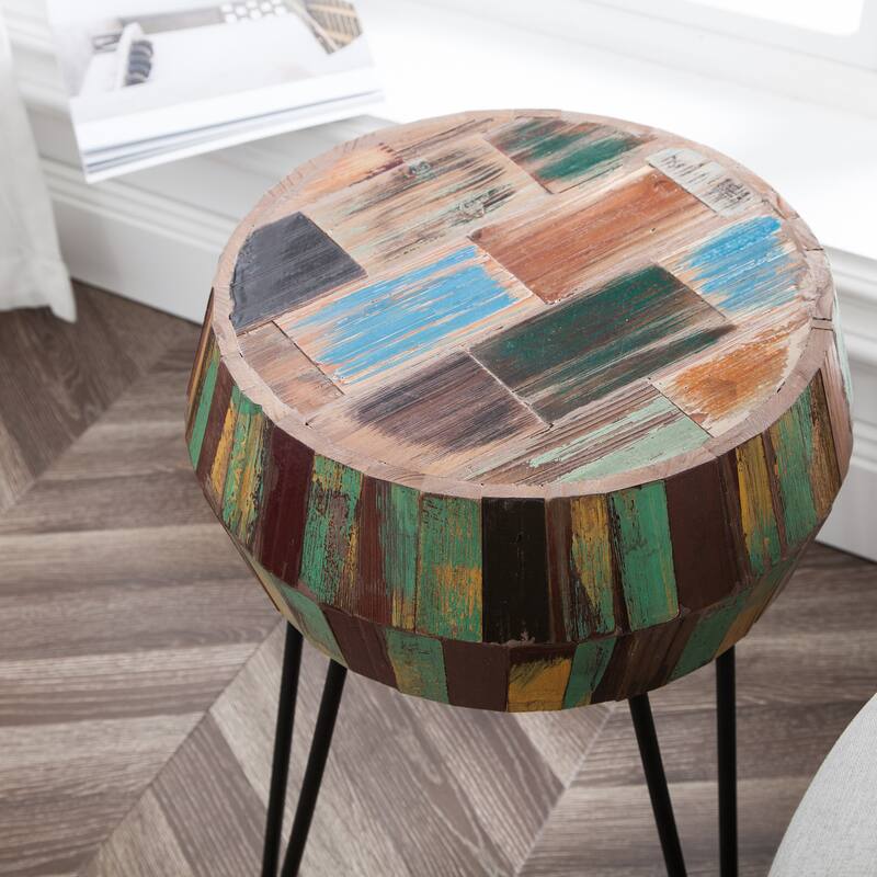 Greenage Reclaimed Wood End Table Living Room Night Stand Use