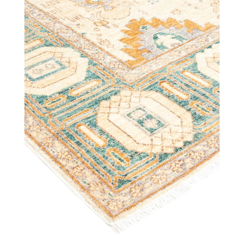 Overton Hand Knotted Wool Vintage Inspired Modern Contemporary Eclectic Ivory Area Rug - 6 x 9