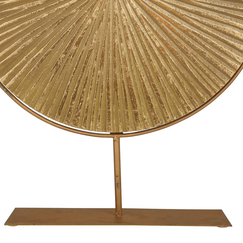 Metal Wood Starburst Carved Sculpture with Stand - Gold, Black, White - CosmoLiving by Cosmopolitan