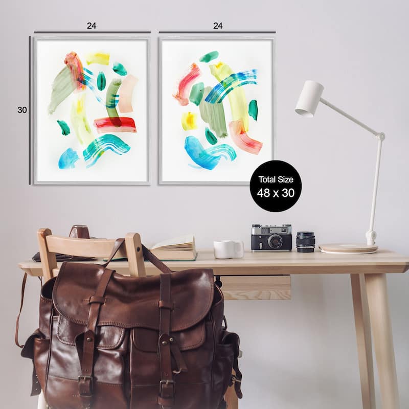 Stupell Macarana Abstract Hues Framed Giclee Art Design By Gemma Bardot (Set of 2)