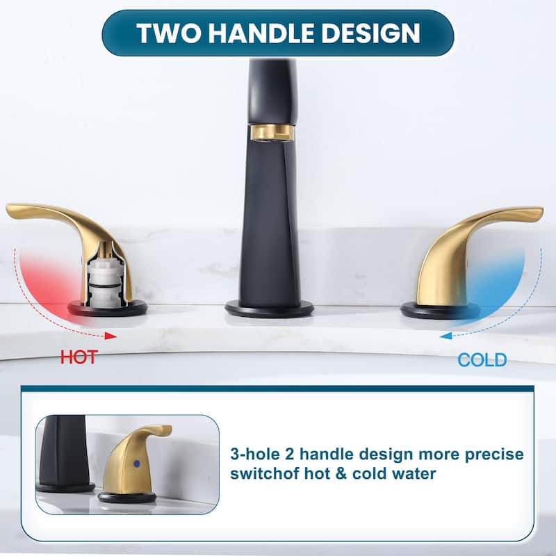 WOWOW Gooseneck 8 in. Widespread Double Handle Bathroom Faucet