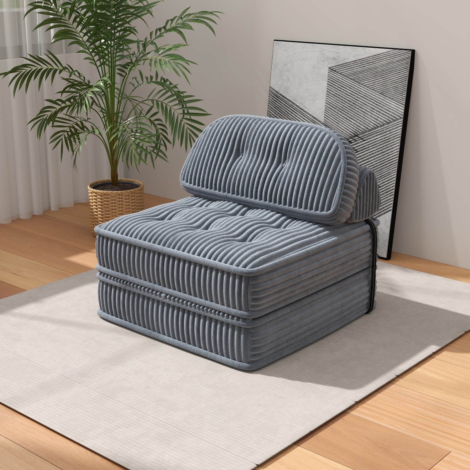 Folding Sofa Bed, Convertible Sleeper Chair with Pillow Foldable Mattress, Portable Fold Out Chair Bed Floor Sofa Lounge