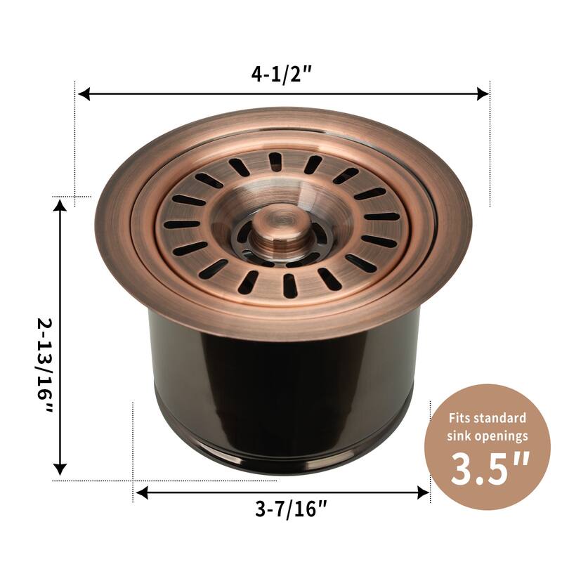 Copper Kitchen Sink Garbage Disposal Flange Stopper (2.85" Height)