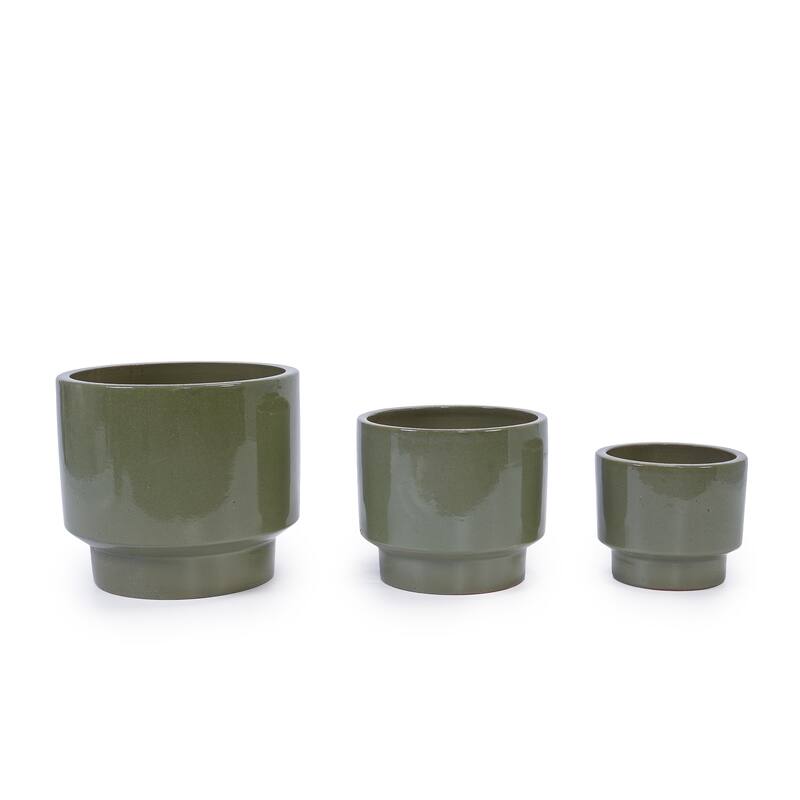 Handmade Indoor/Outdoor Ceramic Planter Set with Earthy Glossy Finish