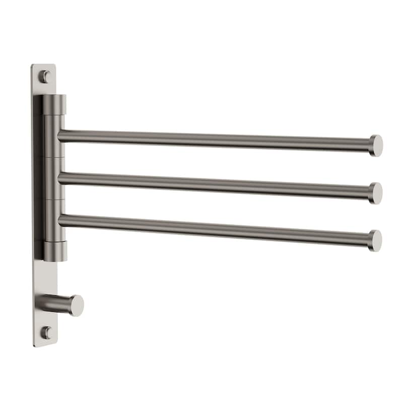 4-Arm Rust-Proof Swivel Towel Rack, 304 Stainless Steel with Hooks - Brushed Nickel