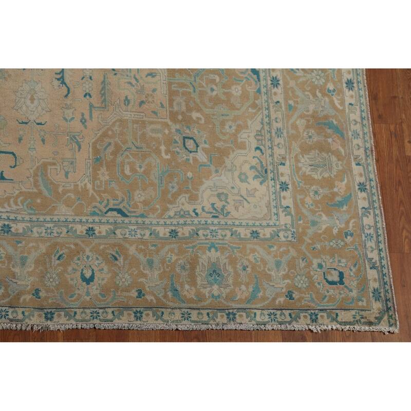 Distressed Tabriz Persian Vintage Area Rug Handmade Wool Carpet - 7'10"x 11'9"